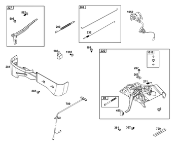 Controls Group Diagram and Parts List for 25T232-0104-F1 200000 - 399999 Briggs and Stratton Engine